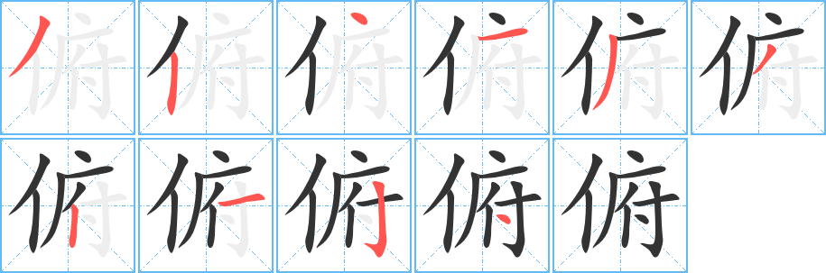 俯的笔顺