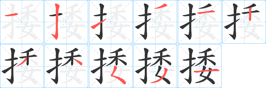 捼的笔顺