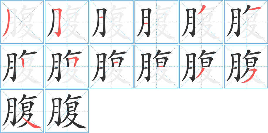 腹的笔顺