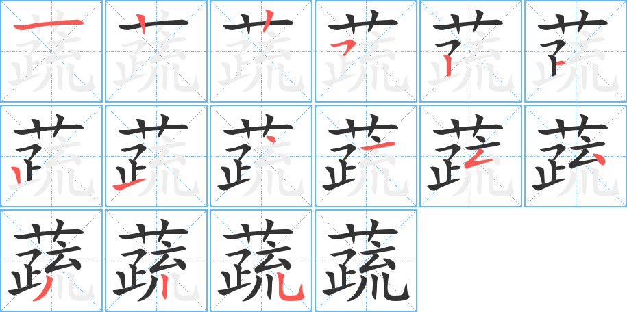 蔬的笔顺