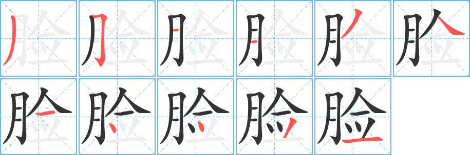 脸的笔顺