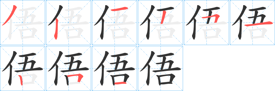 俉的笔顺