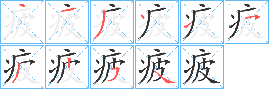 疲的笔顺