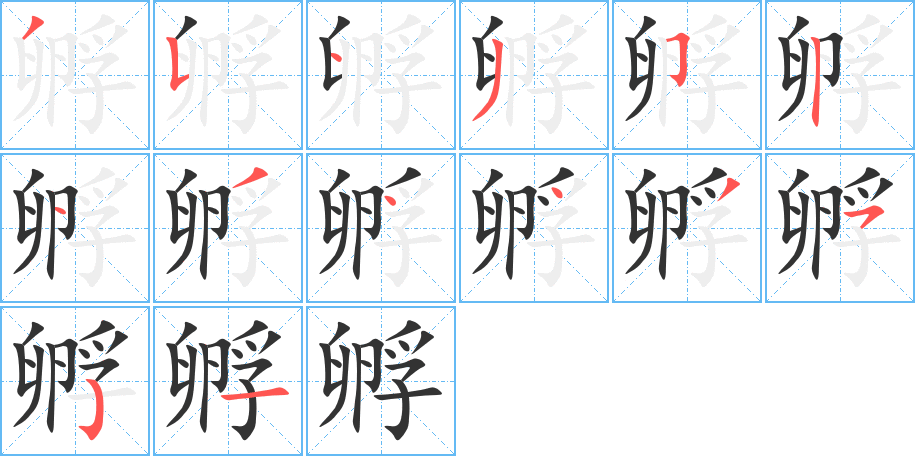 孵的笔顺