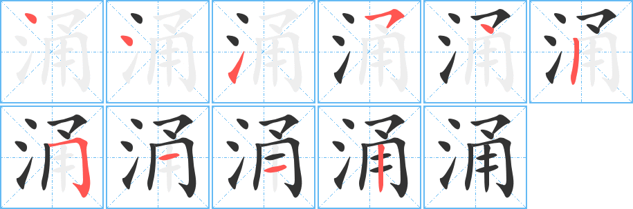 涌的笔顺