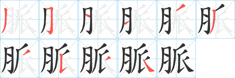 脈的笔顺