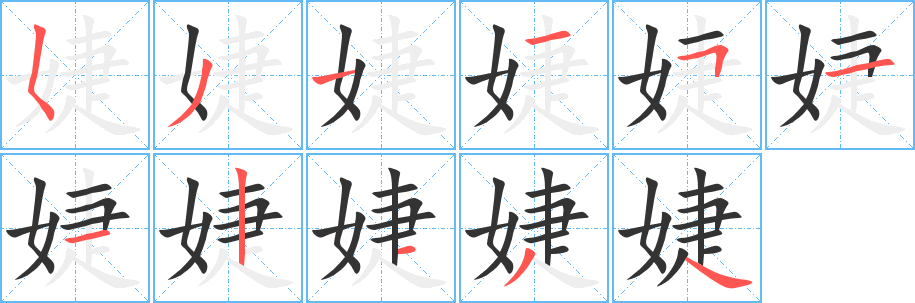 婕的笔顺