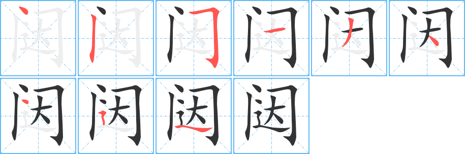 闼的笔顺