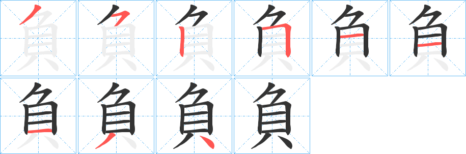 負的笔顺