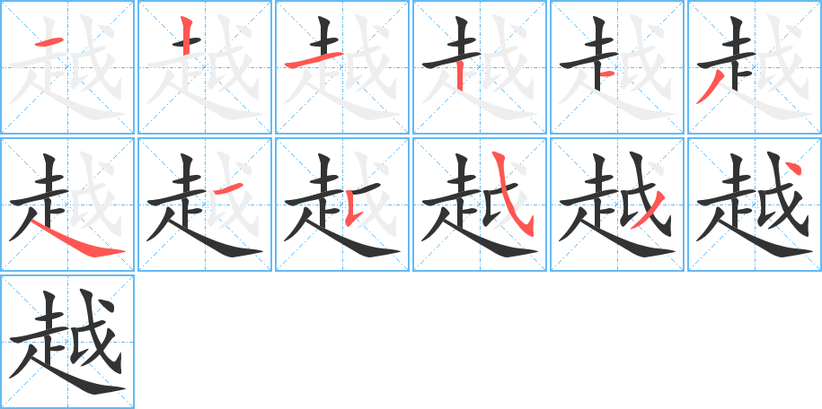 越的笔顺