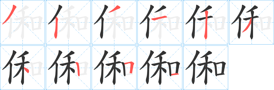 俰的笔顺