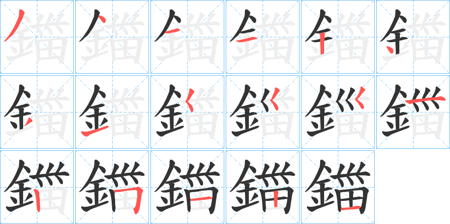 鍿的笔顺
