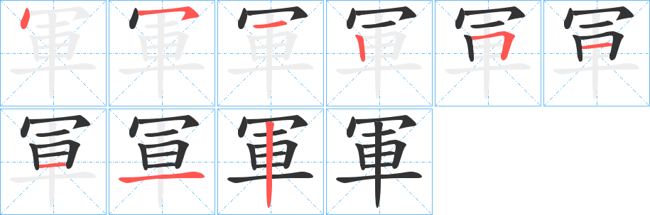 軍的笔顺