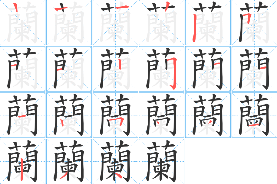 蘭的笔顺