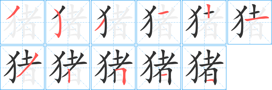猪的笔顺
