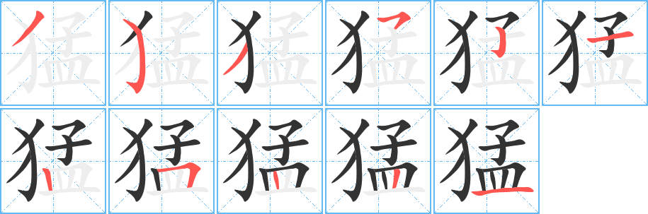 猛的笔顺