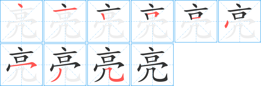 亮的笔顺