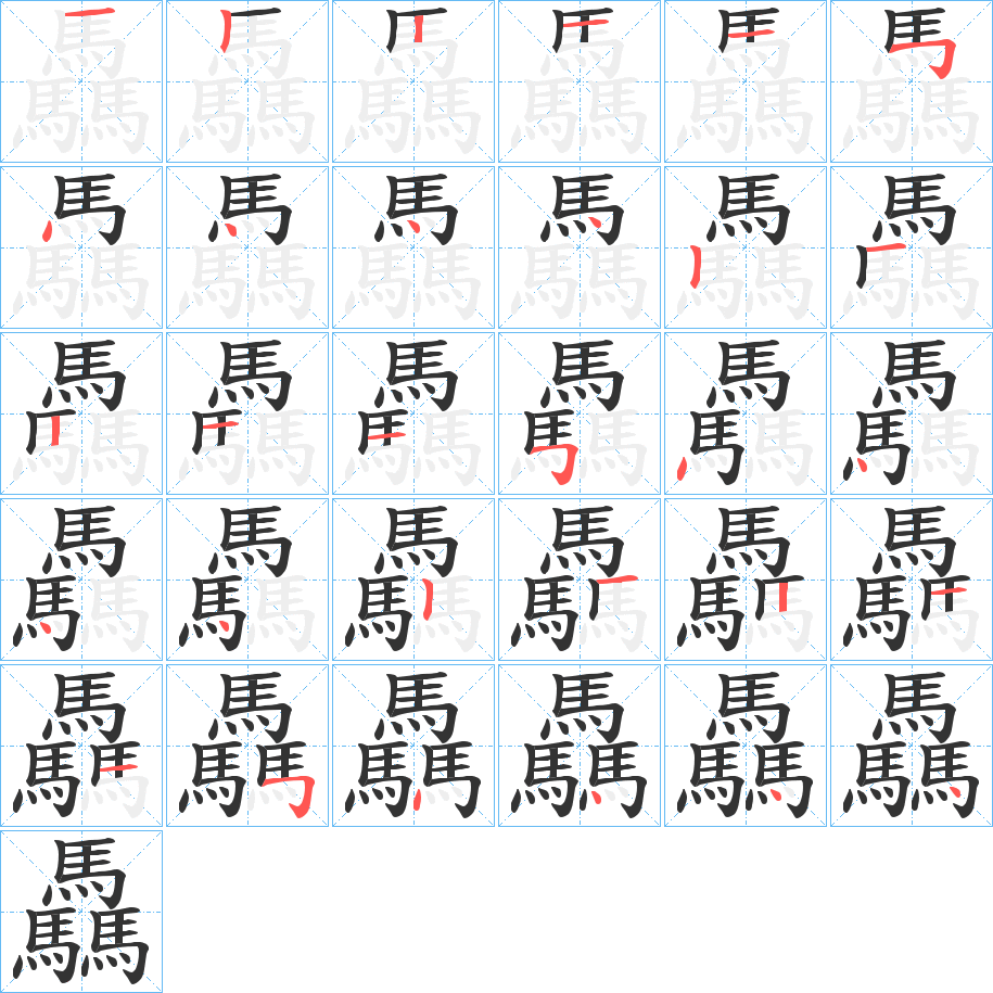 驫的笔顺